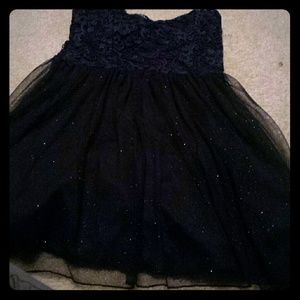 Blue strapless dress